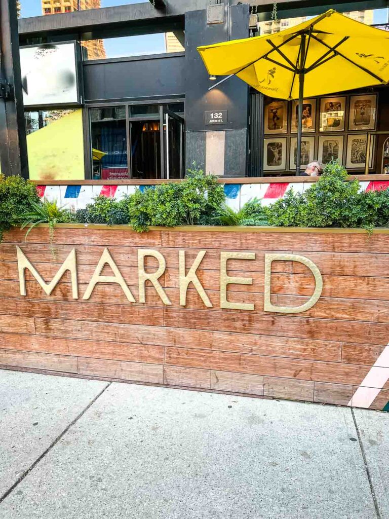 The front entrance of Marked restaurant.