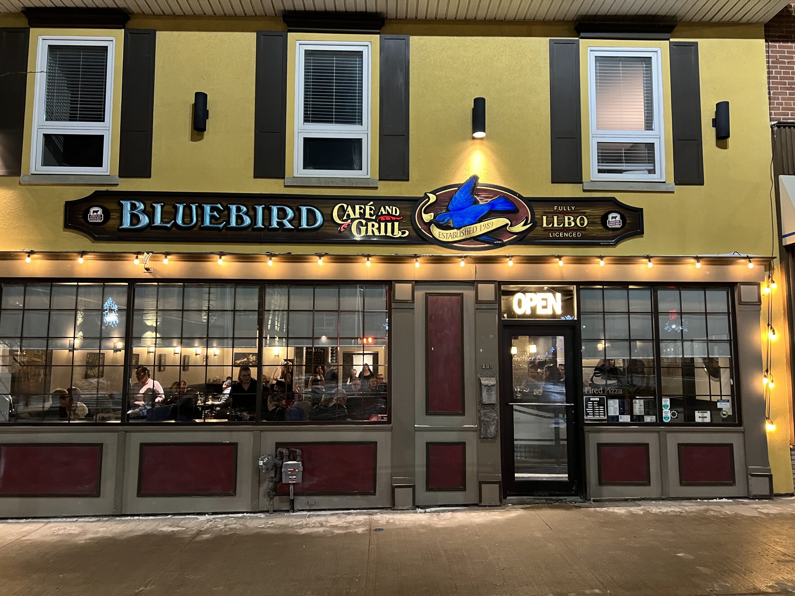 Outside image of Bluebird Cafe in Orangeville.