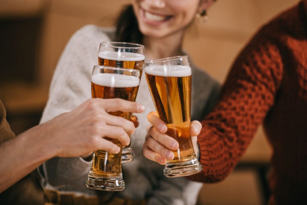 Group of friends having beer.