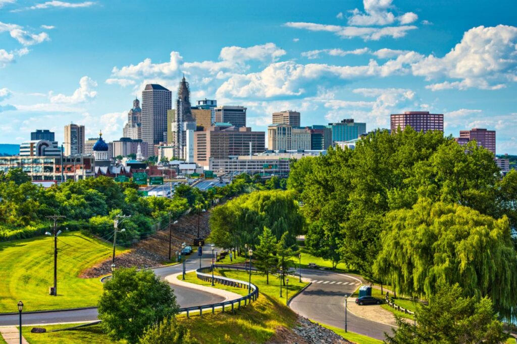 View of downtown Hartford, Connecticut.
