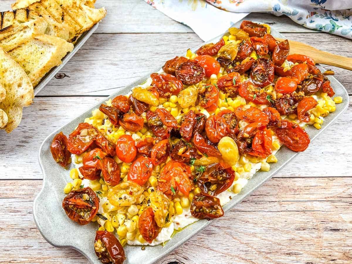 Tomato Bruschetta on a platter.