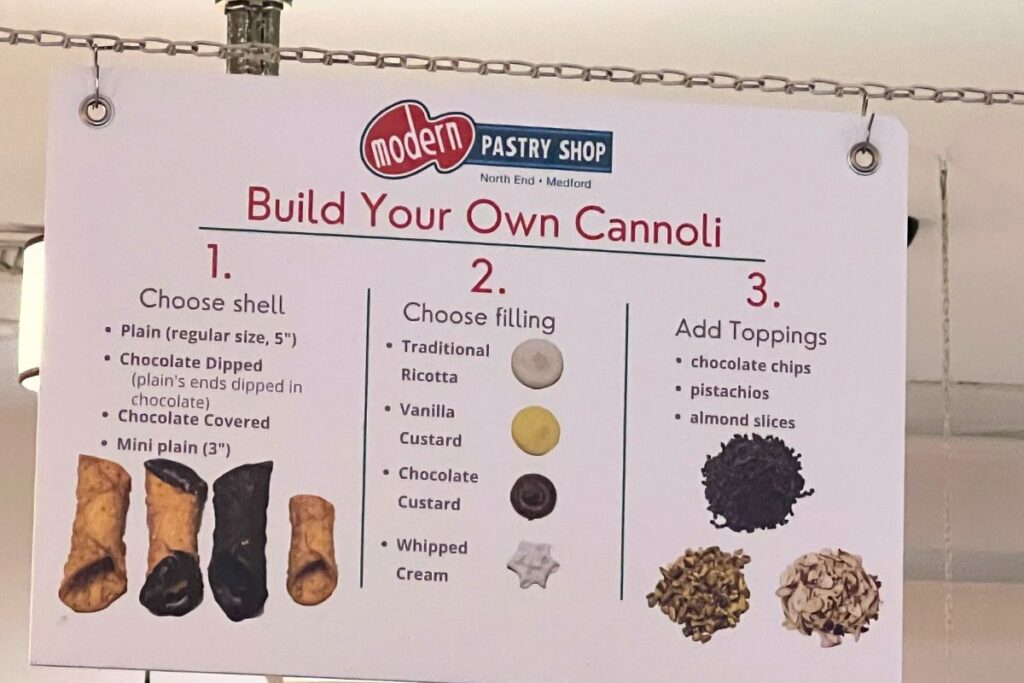 Photo of "build your own cannoli" in a store in Boston.