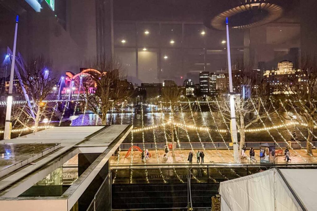 Photo of the view from Skylon in London.