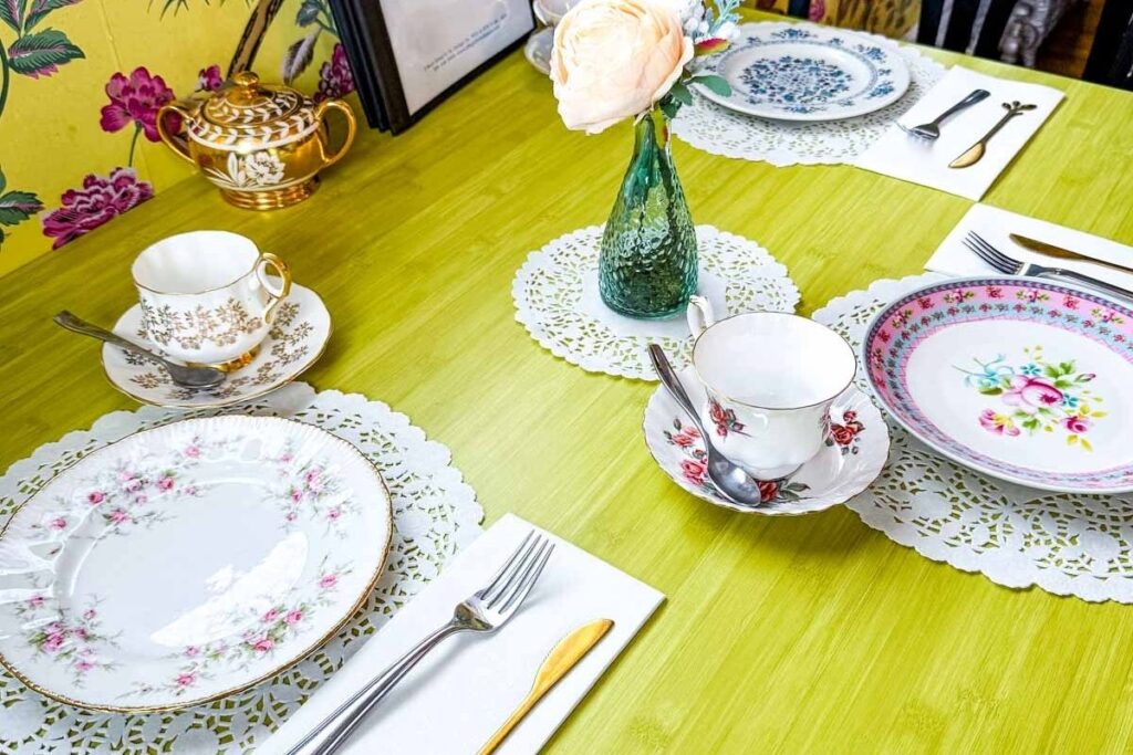 Table inside Abigail's Tea House.