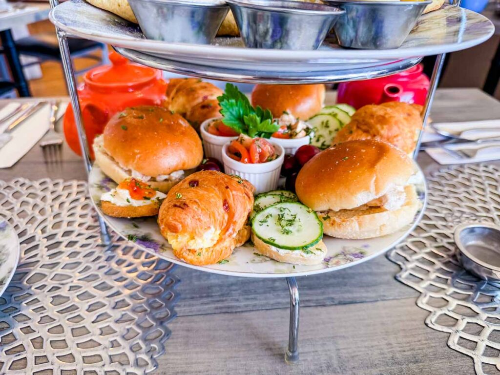 Close up photo of breads in Maddie Hatter Tea Shop.