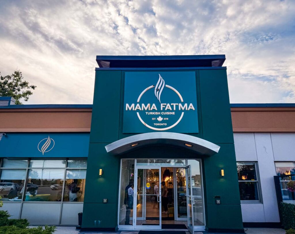 Outside of Mama Fatma's Turkish Restaurant.