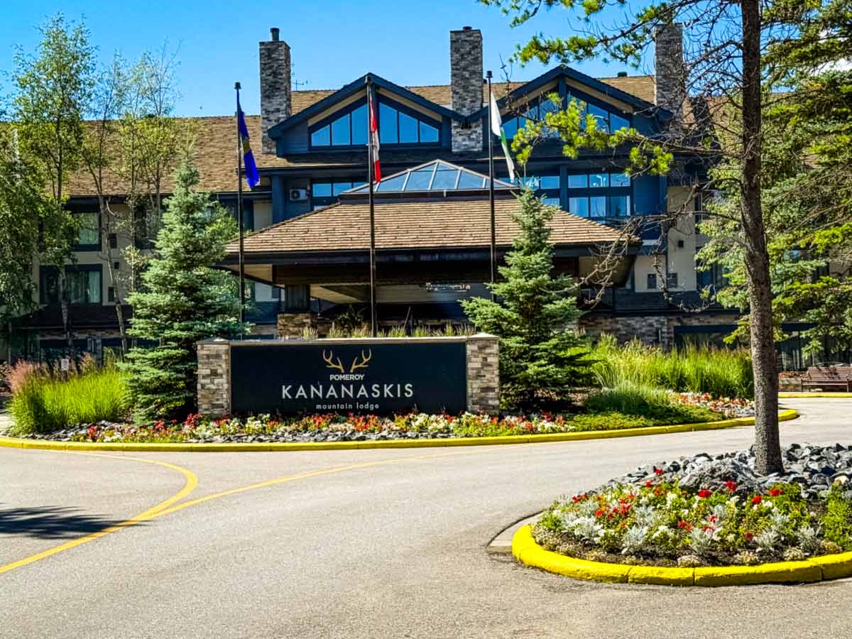 The outside view of Pomeroy Kananaskis Mountain Lodge in Kananaskis.
