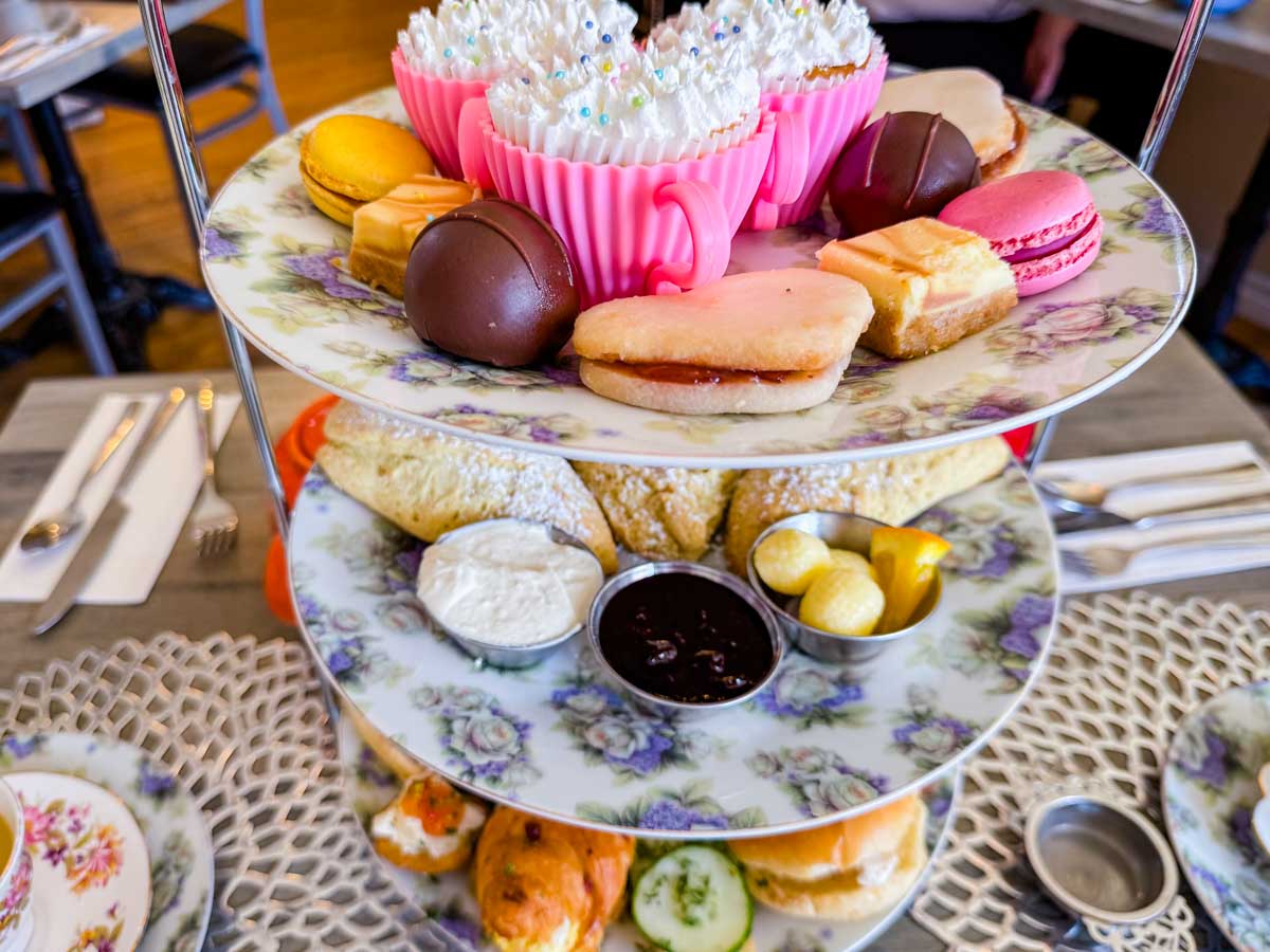 Assorted tea sandwiches and desserts served at Maddie Hatters Tea House.