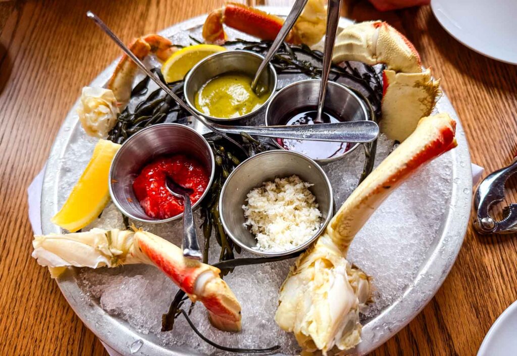 Crab legs on a platter.